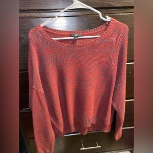 Red Crew Neck Sweater Casual Knit